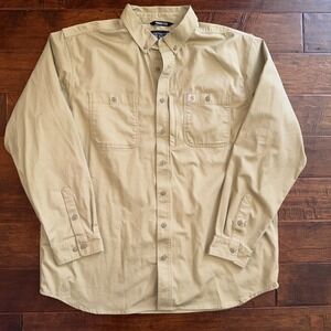 Carhartt Rugged Flex Professional Series Work Shirt Khaki Men 2XL Tall‎ Relaxed